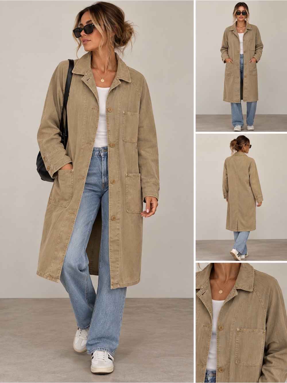 Aritzia Wilfred Free Camel Tan Lightweight Drapey Duster Jacket Coat | MED